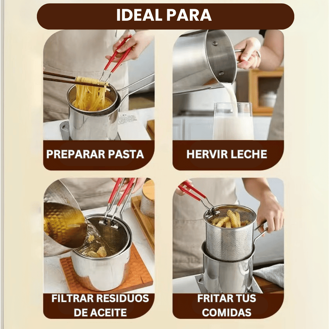 Olla Freidora Gourmet – Canasta de Acero para Frituras Perfectas