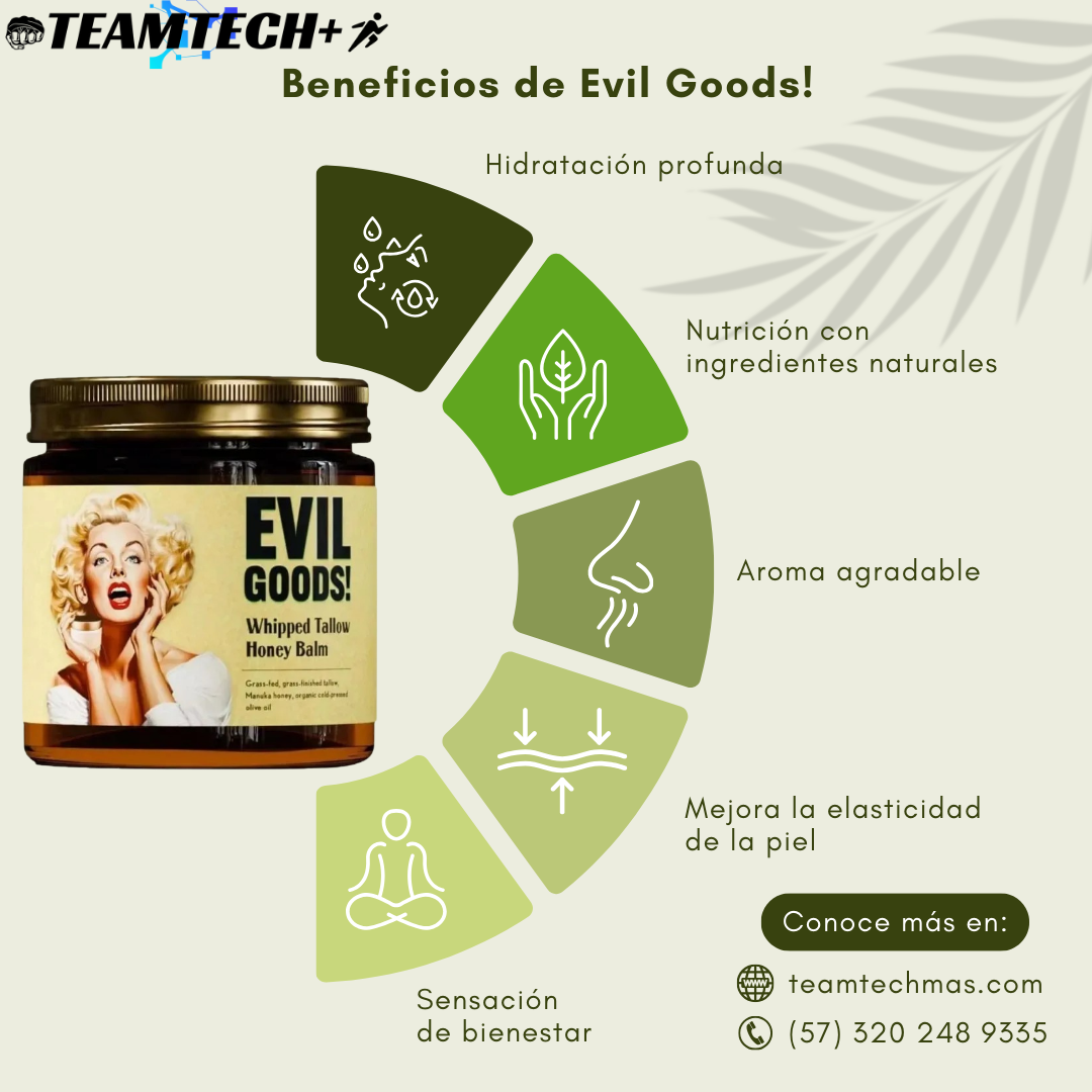 Evil Goods® – Tu Crema 100 % Natural. Con sebo de Res, Miel de Manuka y Vitamina E