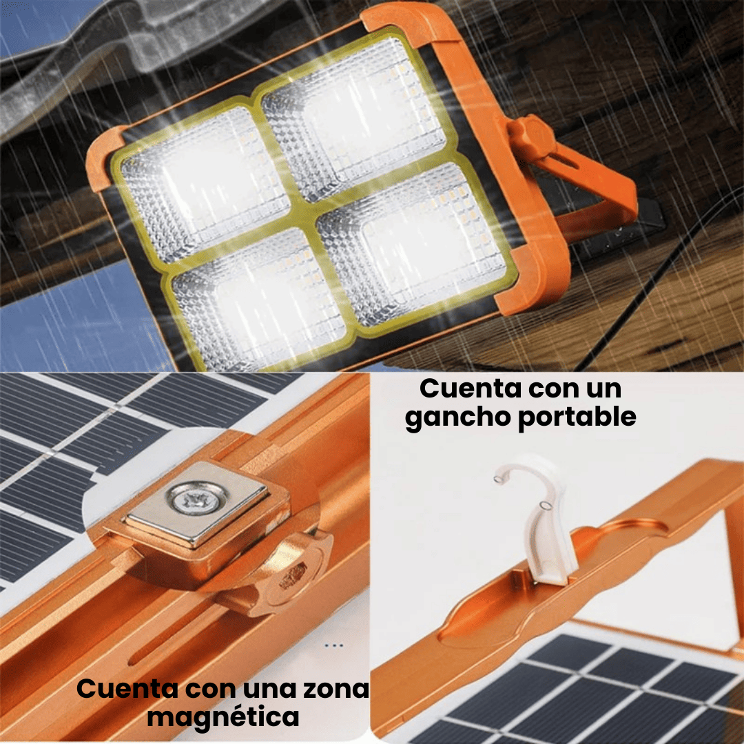 Reflector Solar Portátil con USB - Luz Potente y Carga para tu Celular