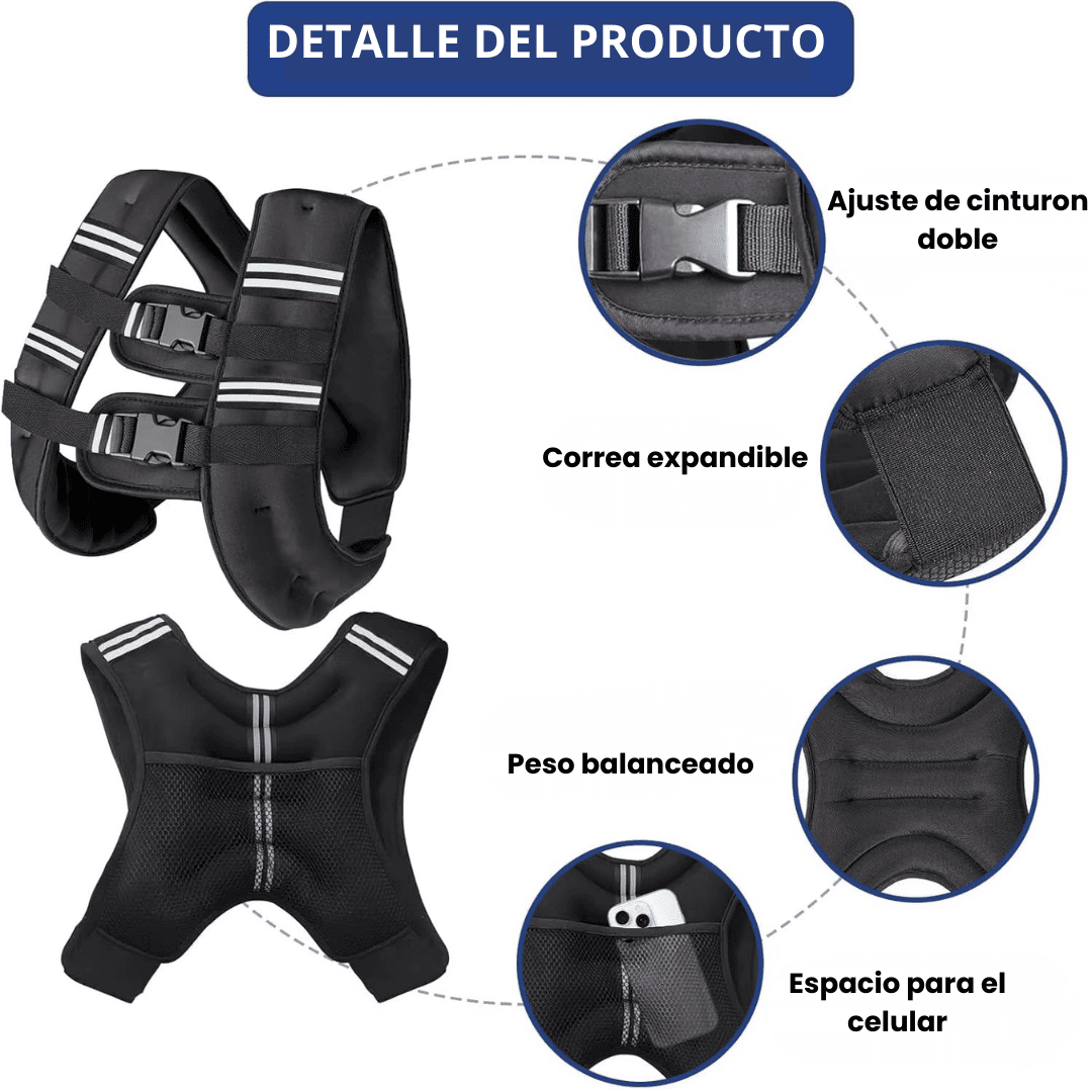 Chaleco de carga 5 kg – Entrena más intenso, quema más calorías