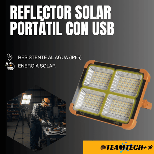 Reflector Solar Portátil con USB - Luz Potente y Carga para tu Celular