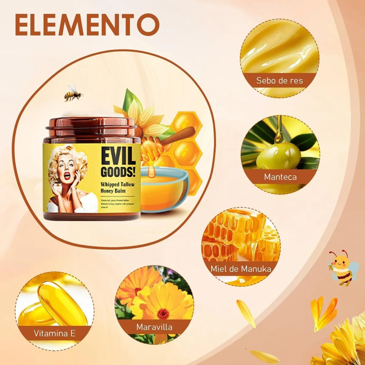 Evil Goods® – Tu Crema 100 % Natural. Con sebo de Res, Miel de Manuka y Vitamina E